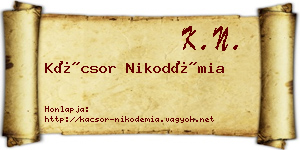 Kácsor Nikodémia névjegykártya